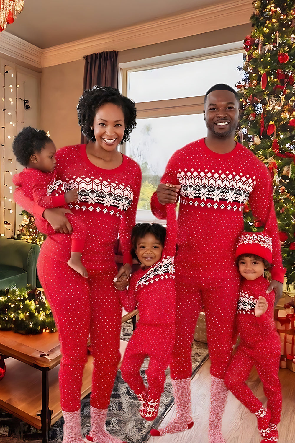 Red Polka Dots Christmas Family Matching Pajamas Set