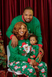 Dark Green Santa Claus Printed Christmas Family Matching Pajamas