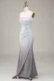 Sparkly Grey Mermaid Prom Dress with Pleated