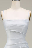 Sparkly Grey Mermaid Prom Dress with Pleated