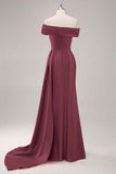 Champagne Sheath One Shoulder Pleated Long Formal Dress with Side Streamer