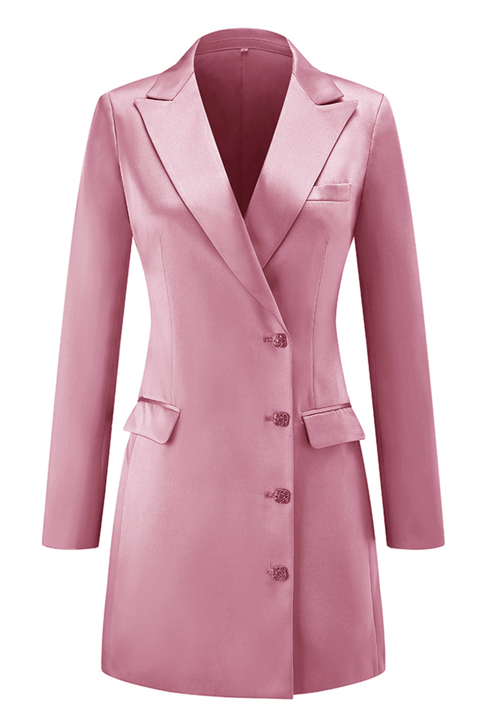 Champagne Peak Lapel Satin Midi Work Dress