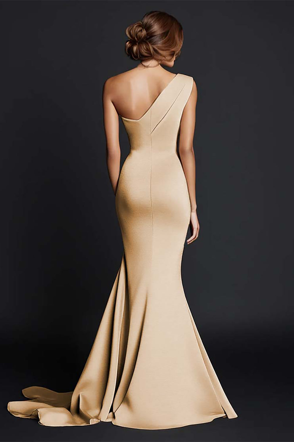 Khaki Mermaid One Shoulder Long Formal Dress