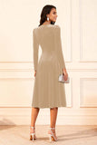 Dark Green A Line Velvet Long Sleeve Holiday Party Dress