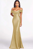 Red Mermaid Off The Shoulder Satin Formal Dress
