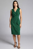 Navy Sheath Ruched Midi Work Dress