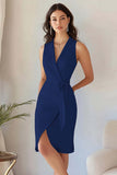 Sky Blue V Neck Bodycon Work Dress
