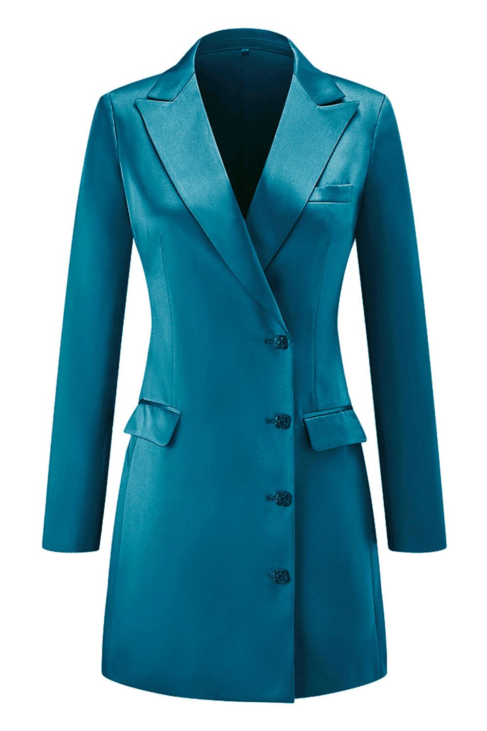 Champagne Peak Lapel Satin Midi Work Dress