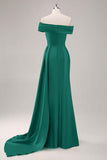Champagne Sheath One Shoulder Pleated Long Formal Dress with Side Streamer