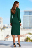 Black Pencil Midi Peak Lapel Work Dress