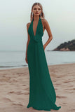 White Sheath Halter Ruched Long Formal Dress with Flower