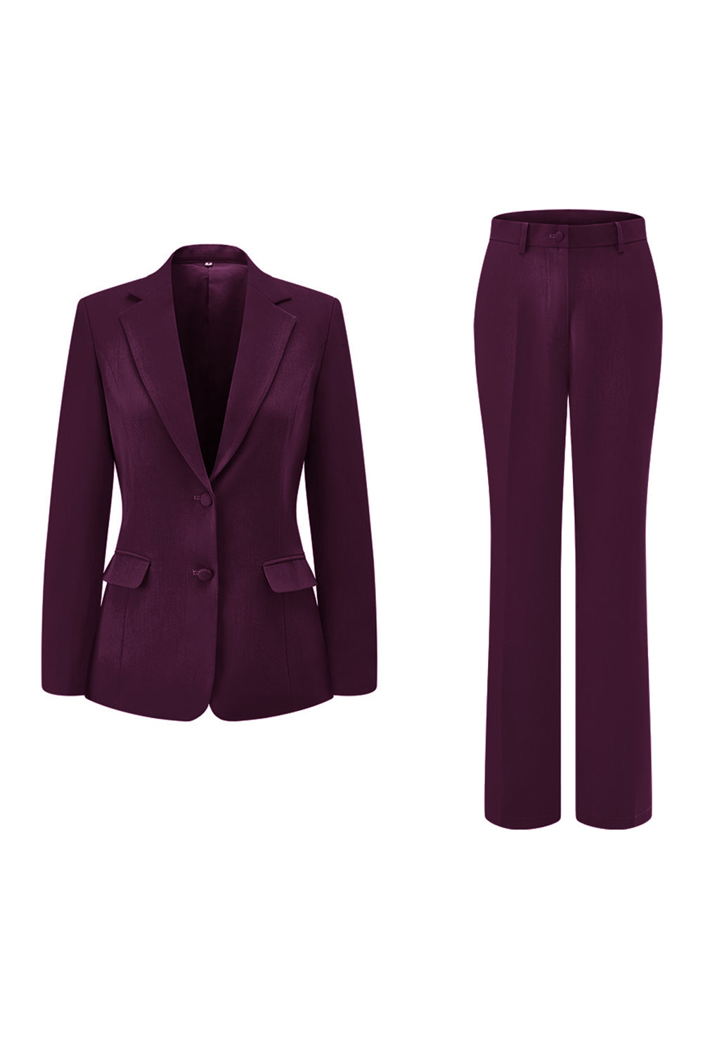 Fuchsia 2-Piece One Button Notched Lapel Women Suits