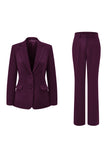 Fuchsia 2-Piece One Button Notched Lapel Women Suits