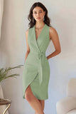 Sky Blue V Neck Bodycon Work Dress