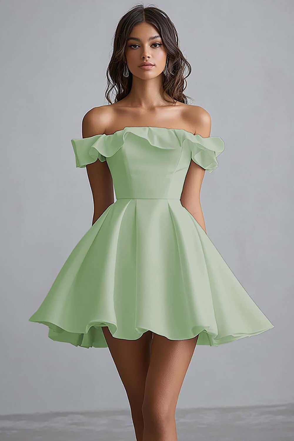 Off The Shoulder A Line Mini White Graduation Dress