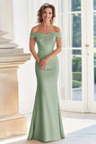 Champagne Off the Shoulder Sheath Mother of the Bride Dress with Appliques