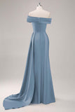 Champagne Sheath One Shoulder Pleated Long Formal Dress with Side Streamer