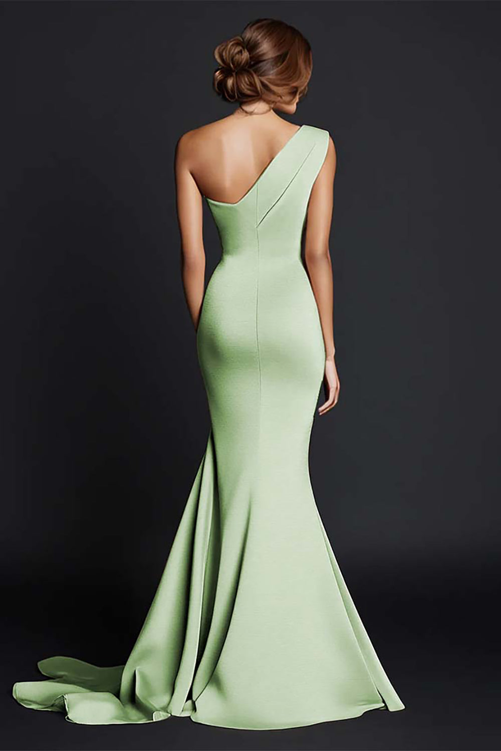 Khaki Mermaid One Shoulder Long Formal Dress