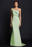 Khaki Mermaid One Shoulder Long Formal Dress
