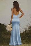 Light yellow Halter Mermaid Satin Bridesmaid Dress