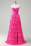 Blue Sweetheart Ruffled A Line Long Prom Dress