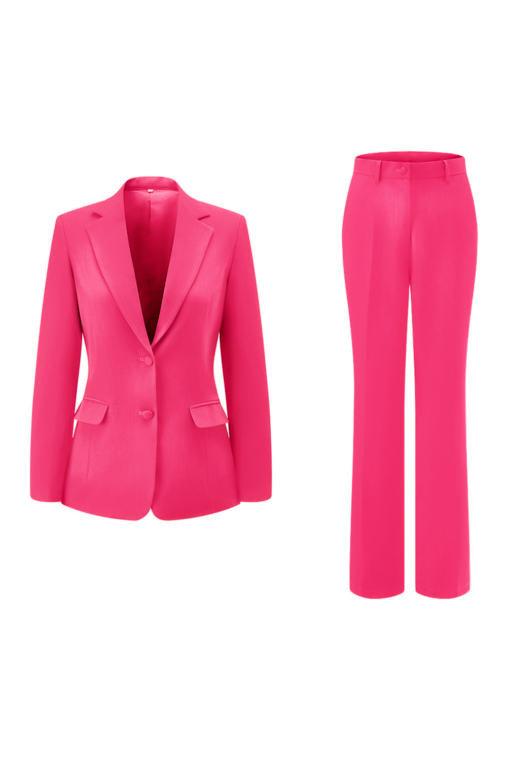 Fuchsia 2-Piece One Button Notched Lapel Women Suits