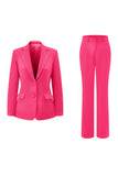 Fuchsia 2-Piece One Button Notched Lapel Women Suits
