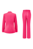 Fuchsia 2-Piece One Button Notched Lapel Women Suits