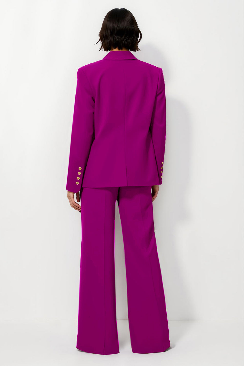 Burgundy 2 Piece Notched Lapel Women Suits with Sleeves