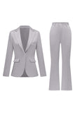 Grey Pink Peak Lapel Satin Slim Fit Women Suits