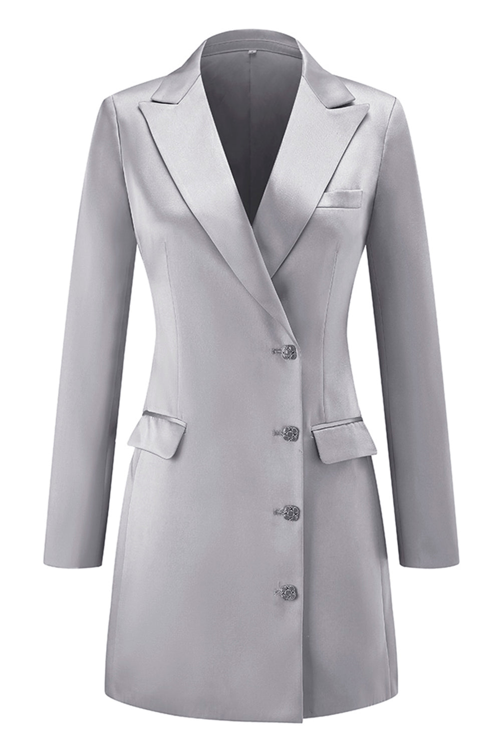 Champagne Peak Lapel Satin Midi Work Dress