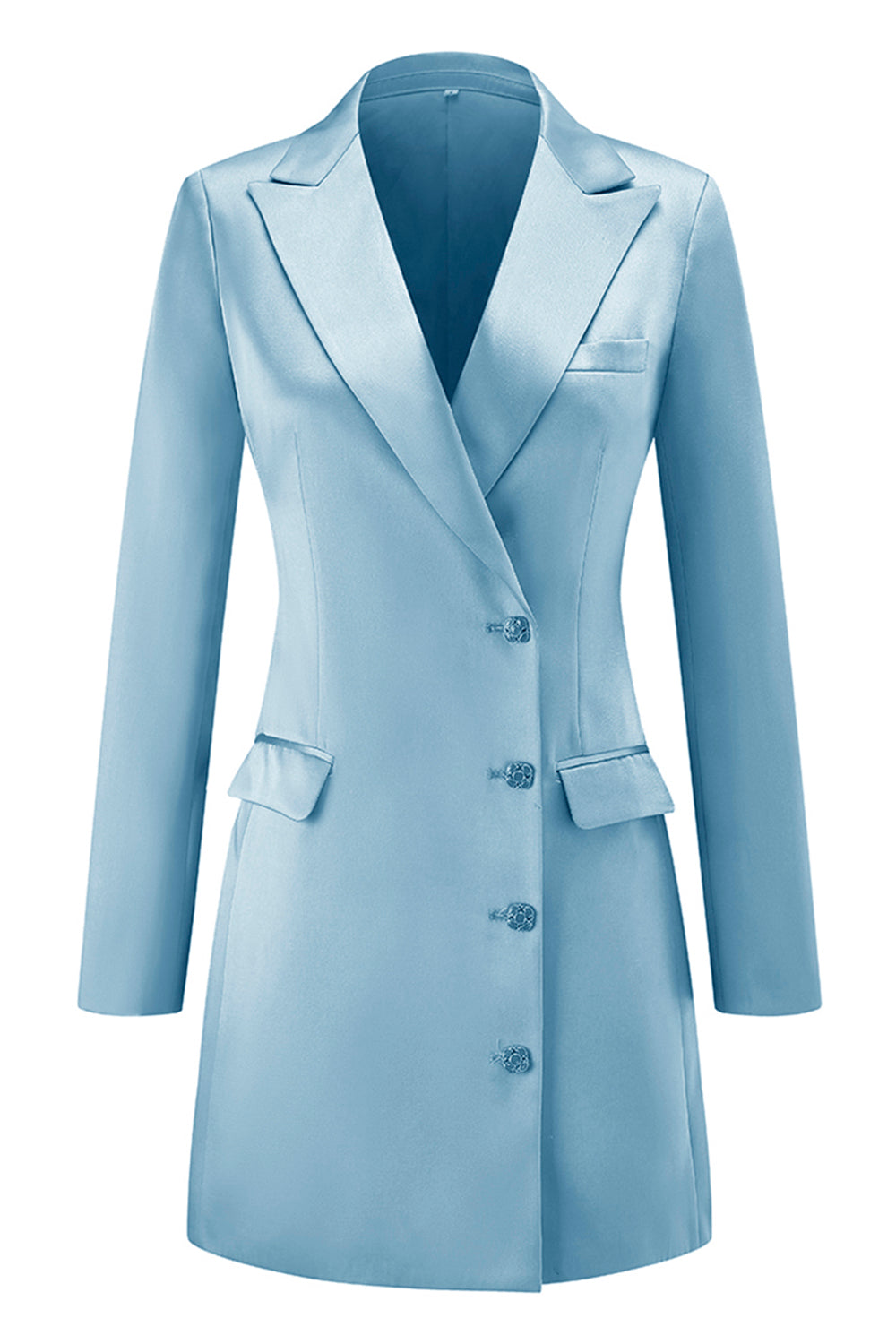 Champagne Peak Lapel Satin Midi Work Dress
