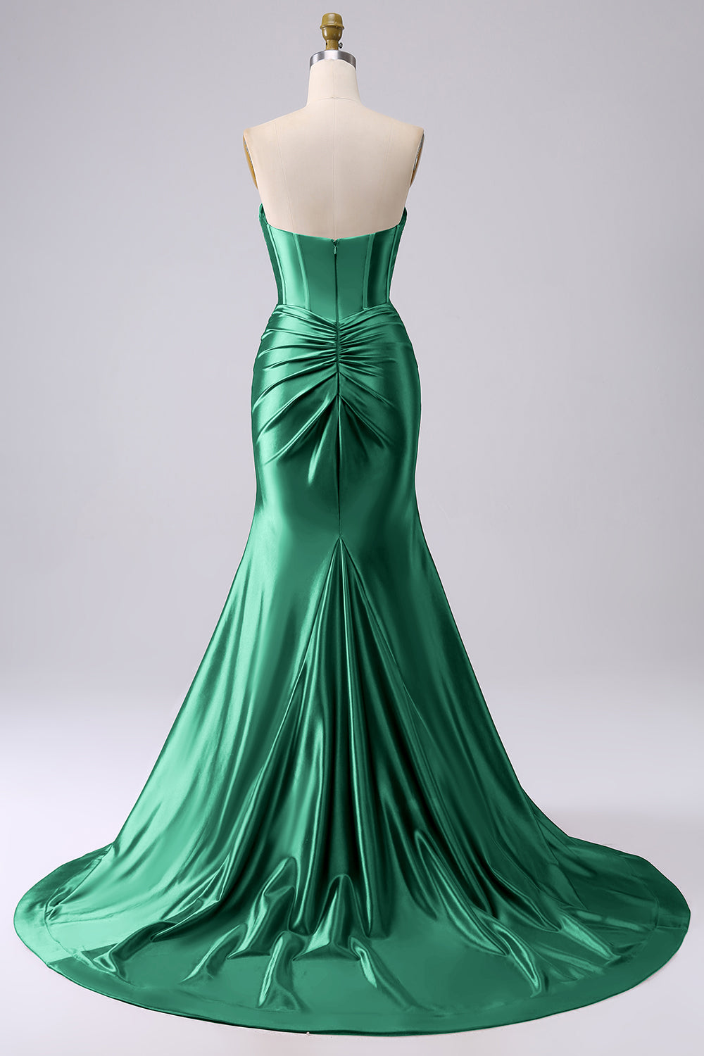 Sparkly Gold Mermaid Sweetheart Corset Long Prom Dress with Slit