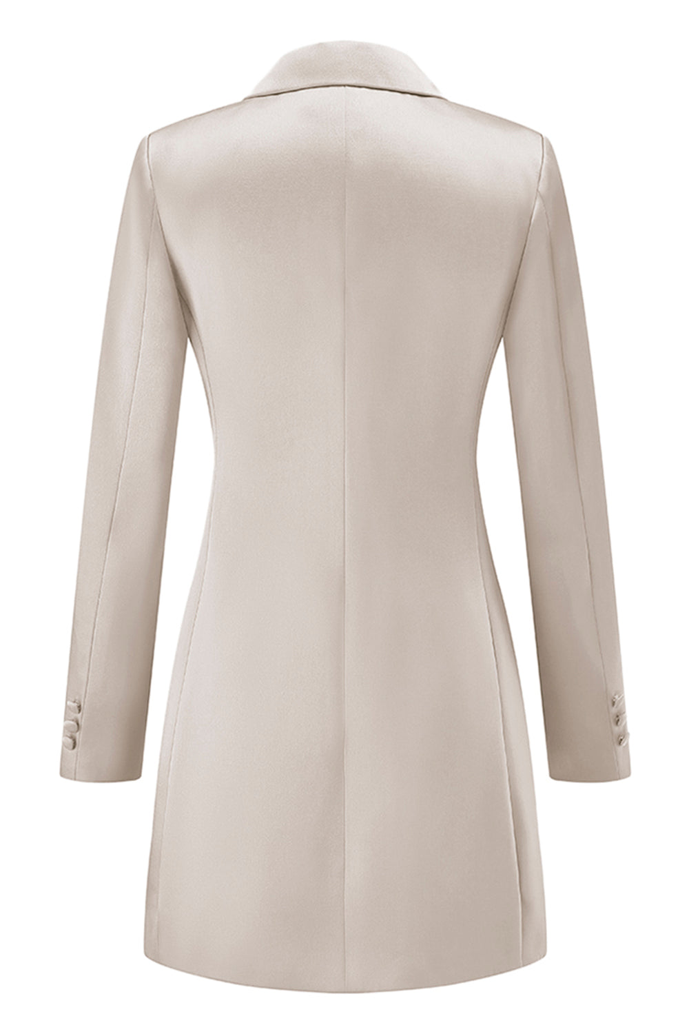 Champagne Peak Lapel Satin Midi Work Dress