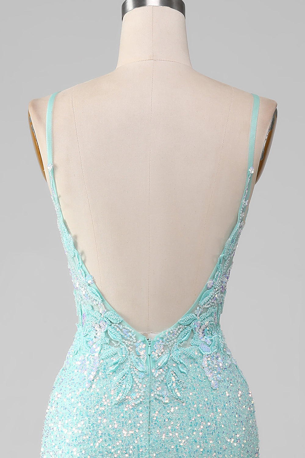 Sequins Light Green Sparkly Mermaid Prom Dress with Slit