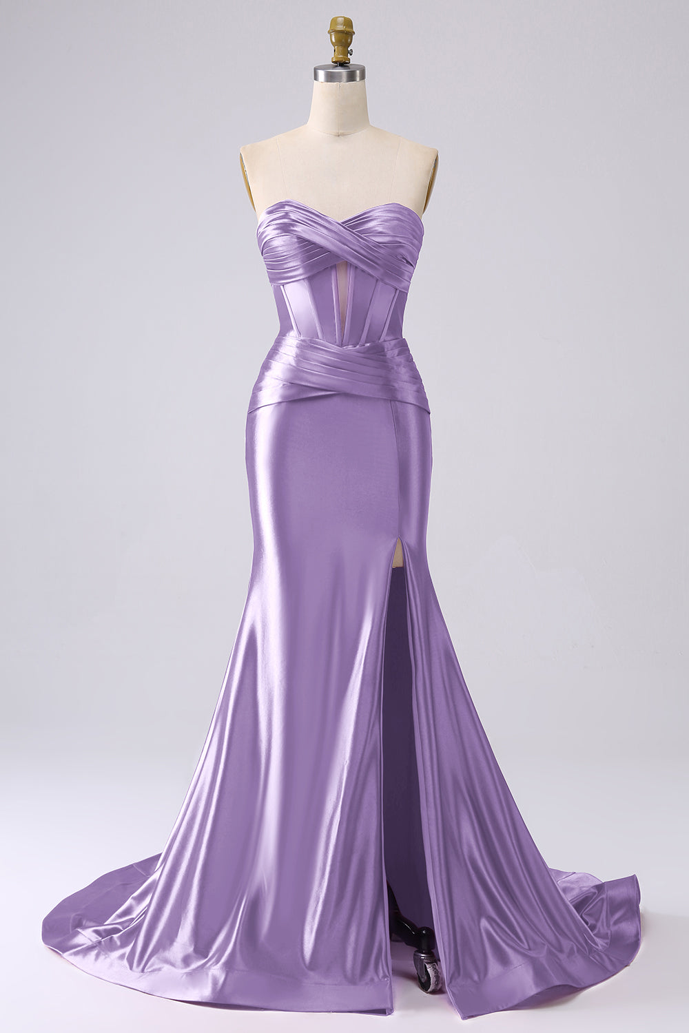 Sparkly Mermaid Fuchsia Corset Prom Dress with Slit