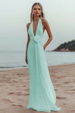 White Sheath Halter Ruched Long Formal Dress with Flower