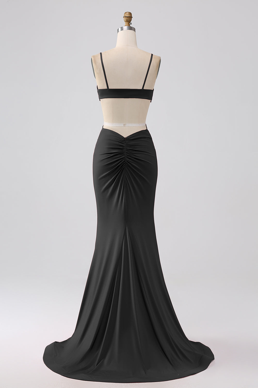 Spaghetti Straps Mermaid Backless Red Long Prom Dress