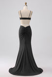 Spaghetti Straps Mermaid Backless Red Long Prom Dress