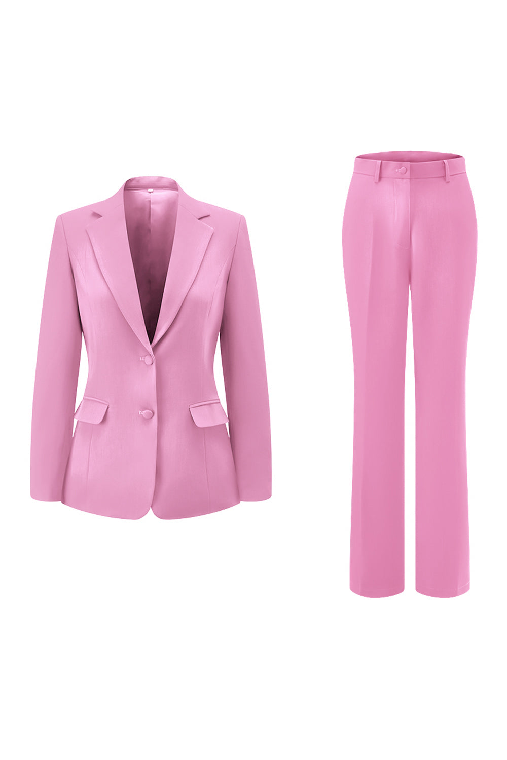 Fuchsia 2-Piece One Button Notched Lapel Women Suits