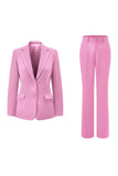 Fuchsia 2-Piece One Button Notched Lapel Women Suits