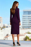 Black Pencil Midi Peak Lapel Work Dress