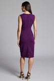 Navy Sheath Ruched Midi Work Dress