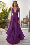 Orange Ruffled A Line Chiffon Wedding Guest Dress
