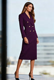 Black Pencil Midi Peak Lapel Work Dress