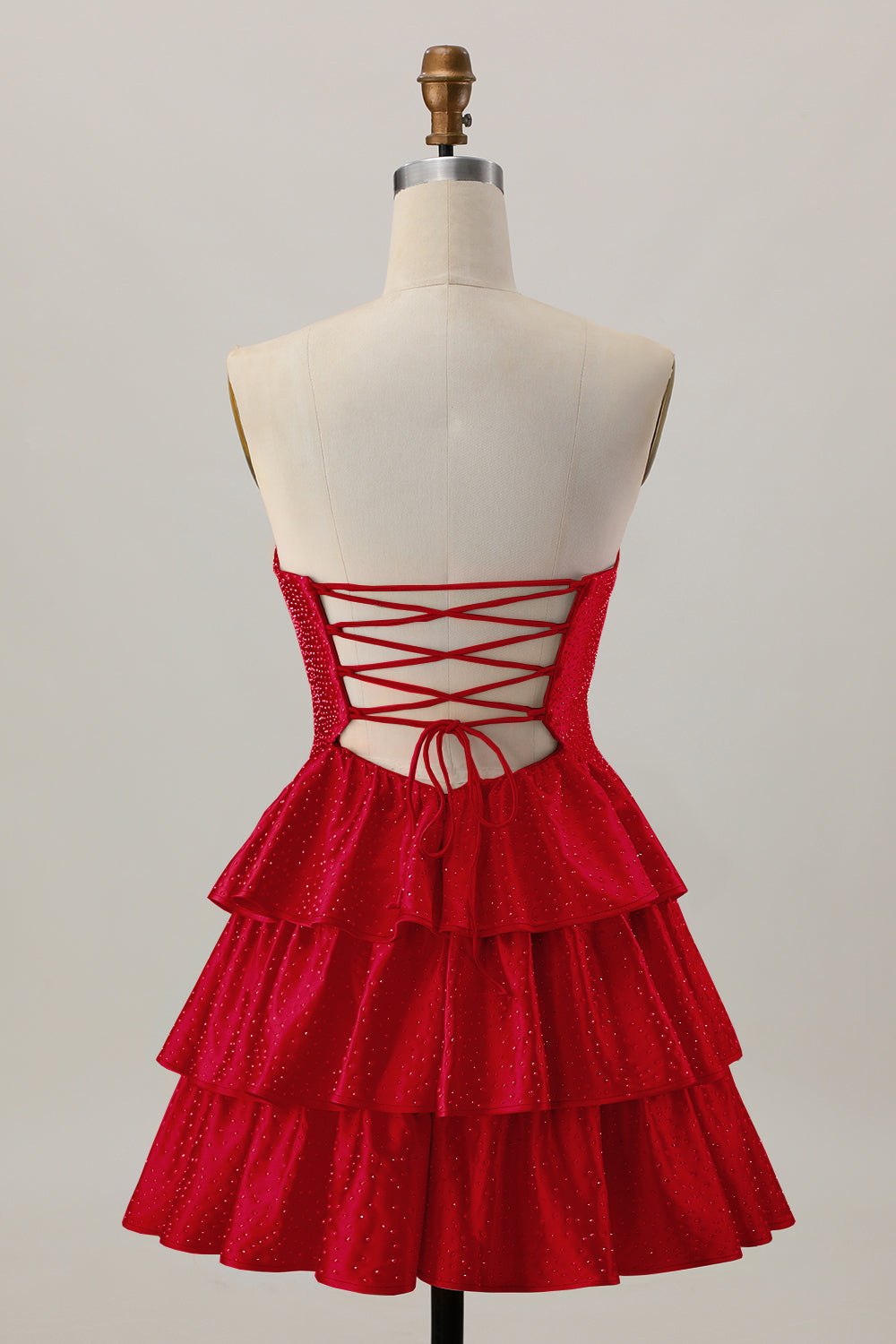 Orange Strapless Tiered A Line Cut Out Homecoming Dress with Beading