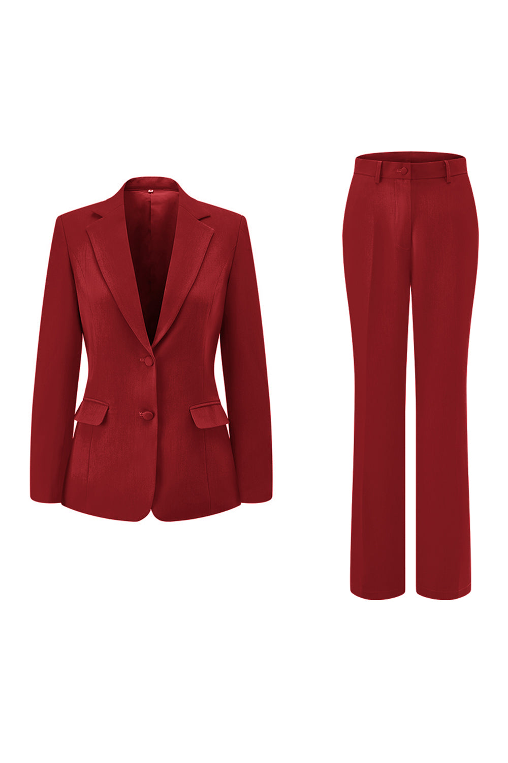 Fuchsia 2-Piece One Button Notched Lapel Women Suits