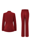Fuchsia 2-Piece One Button Notched Lapel Women Suits