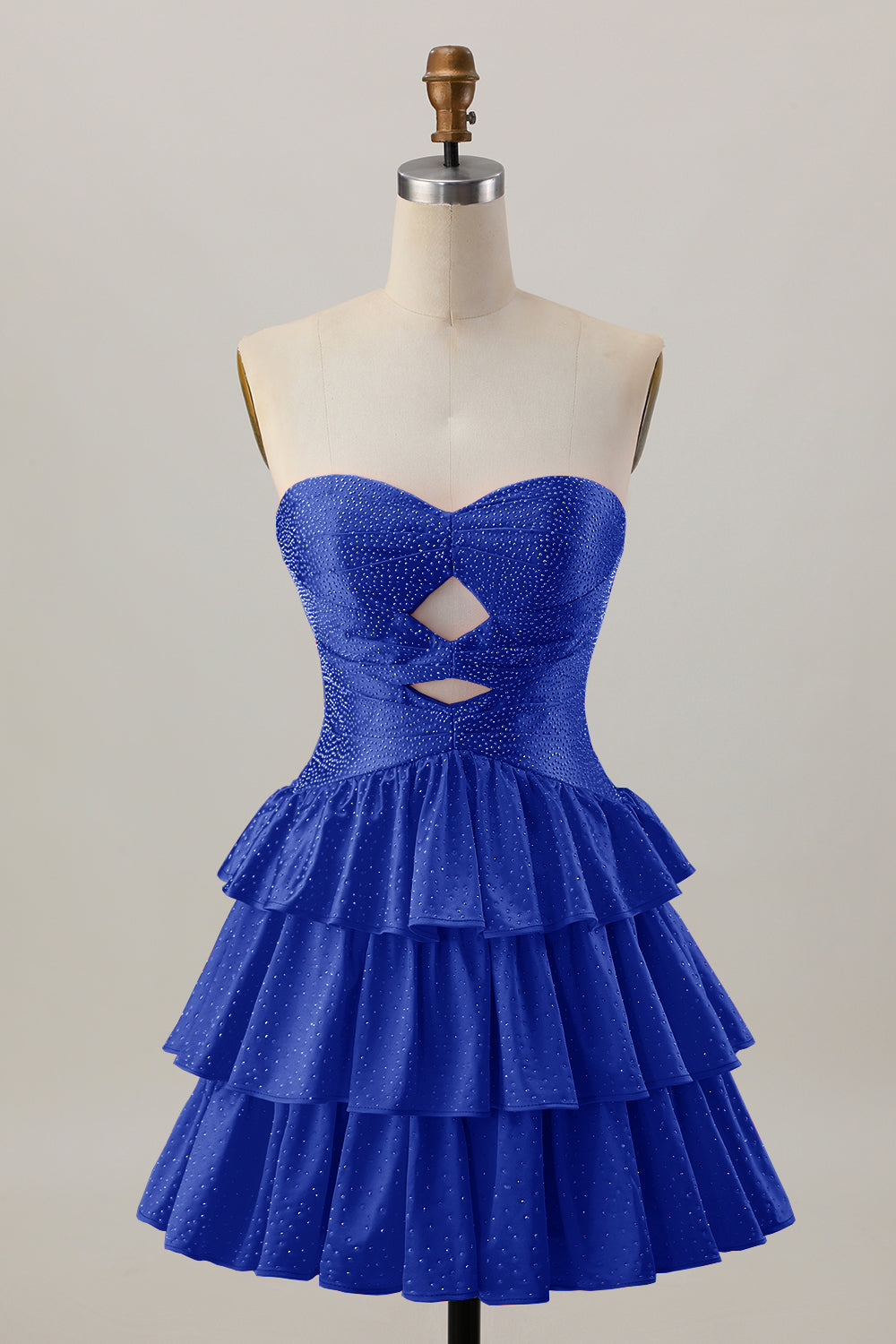 Orange Strapless Tiered A Line Cut Out Homecoming Dress with Beading