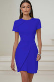 Ivory Pleated Work Dress with Short Sleeves